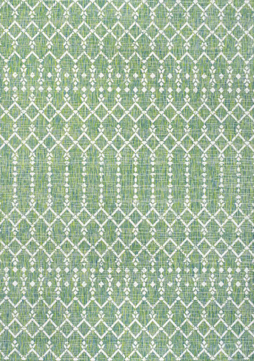 Green And Cream Trellis Indoor Outdoor Area Rug Photo 1