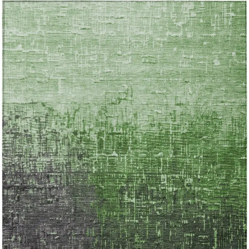 Green And Dark Gray Ombre Washable Indoor Outdoor Area Rug Photo 6