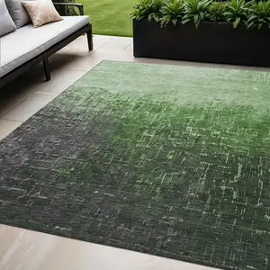 Photo of Green And Dark Gray Ombre Washable Indoor Outdoor Area Rug