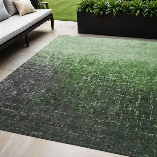 Green And Dark Gray Ombre Washable Indoor Outdoor Area Rug Photo 1