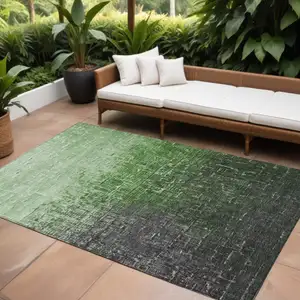 Photo of Green And Dark Gray Ombre Washable Indoor Outdoor Area Rug