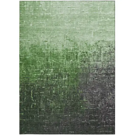 Green And Dark Gray Ombre Washable Indoor Outdoor Area Rug Photo 5