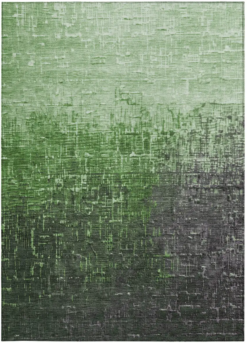 Green And Dark Gray Ombre Washable Indoor Outdoor Area Rug Photo 5