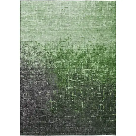 Green And Dark Gray Ombre Washable Indoor Outdoor Area Rug Photo 2
