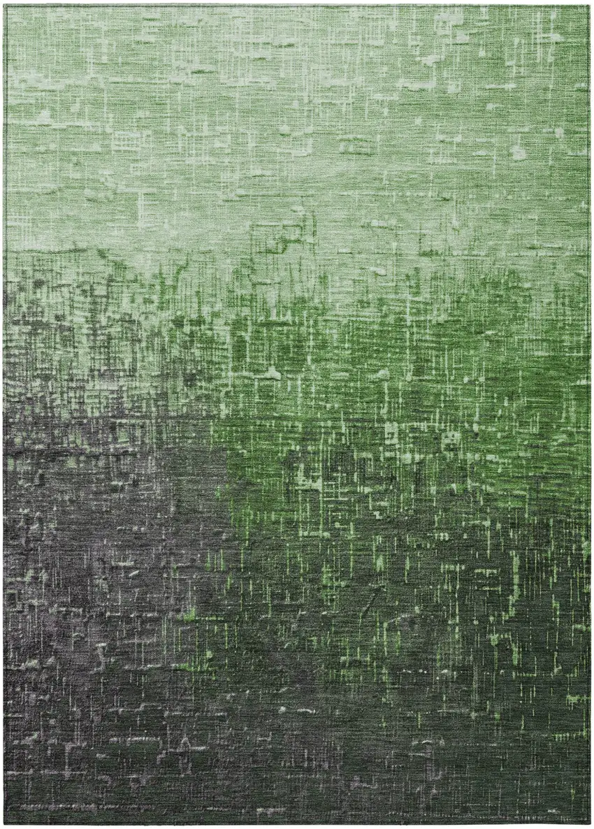 Green And Dark Gray Ombre Washable Indoor Outdoor Area Rug Photo 2