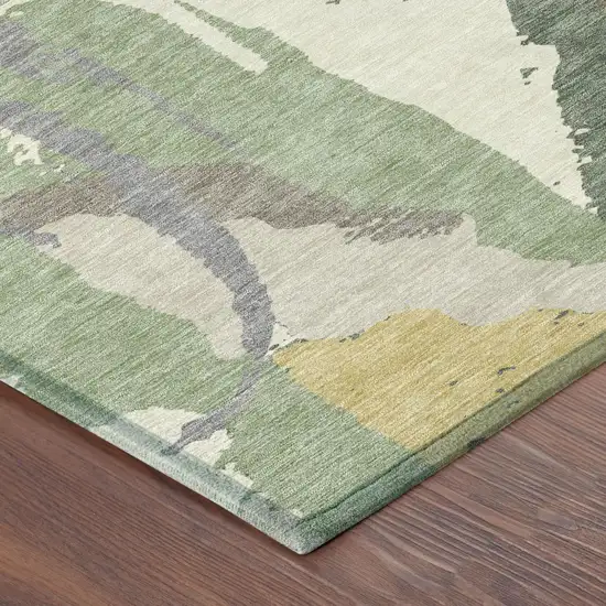 Green And Denim Blue Abstract Washable Indoor Outdoor Area Rug Photo 7