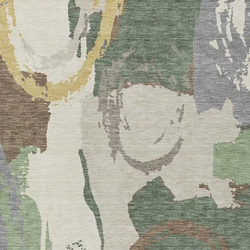 Green And Denim Blue Abstract Washable Indoor Outdoor Area Rug Photo 5