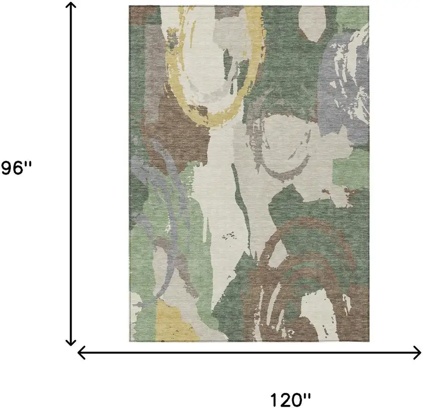 Green And Denim Blue Abstract Washable Indoor Outdoor Area Rug Photo 8
