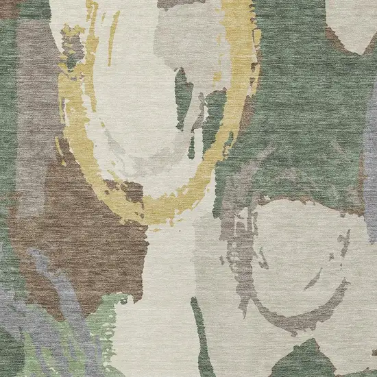 Green And Denim Blue Abstract Washable Indoor Outdoor Area Rug Photo 4