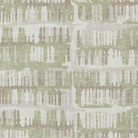 Green And Denim Blue Abstract Washable Indoor Outdoor Area Rug Photo 5