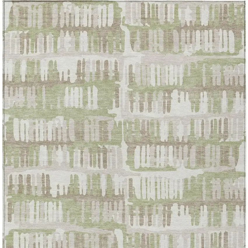 Green And Denim Blue Abstract Washable Indoor Outdoor Area Rug Photo 3