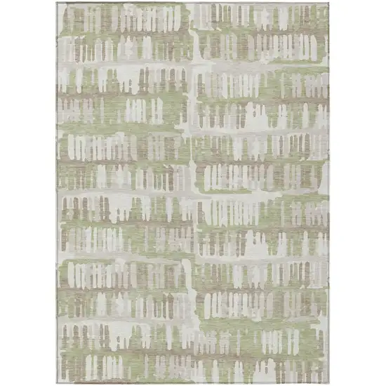 Green And Denim Blue Abstract Washable Indoor Outdoor Area Rug Photo 2