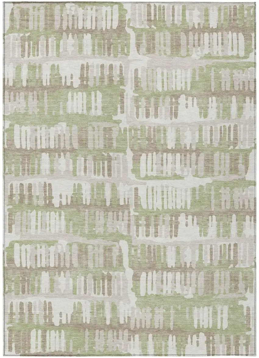 Green And Denim Blue Abstract Washable Indoor Outdoor Area Rug Photo 2