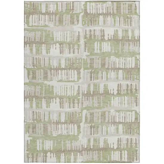Green And Denim Blue Abstract Washable Indoor Outdoor Area Rug Photo 4
