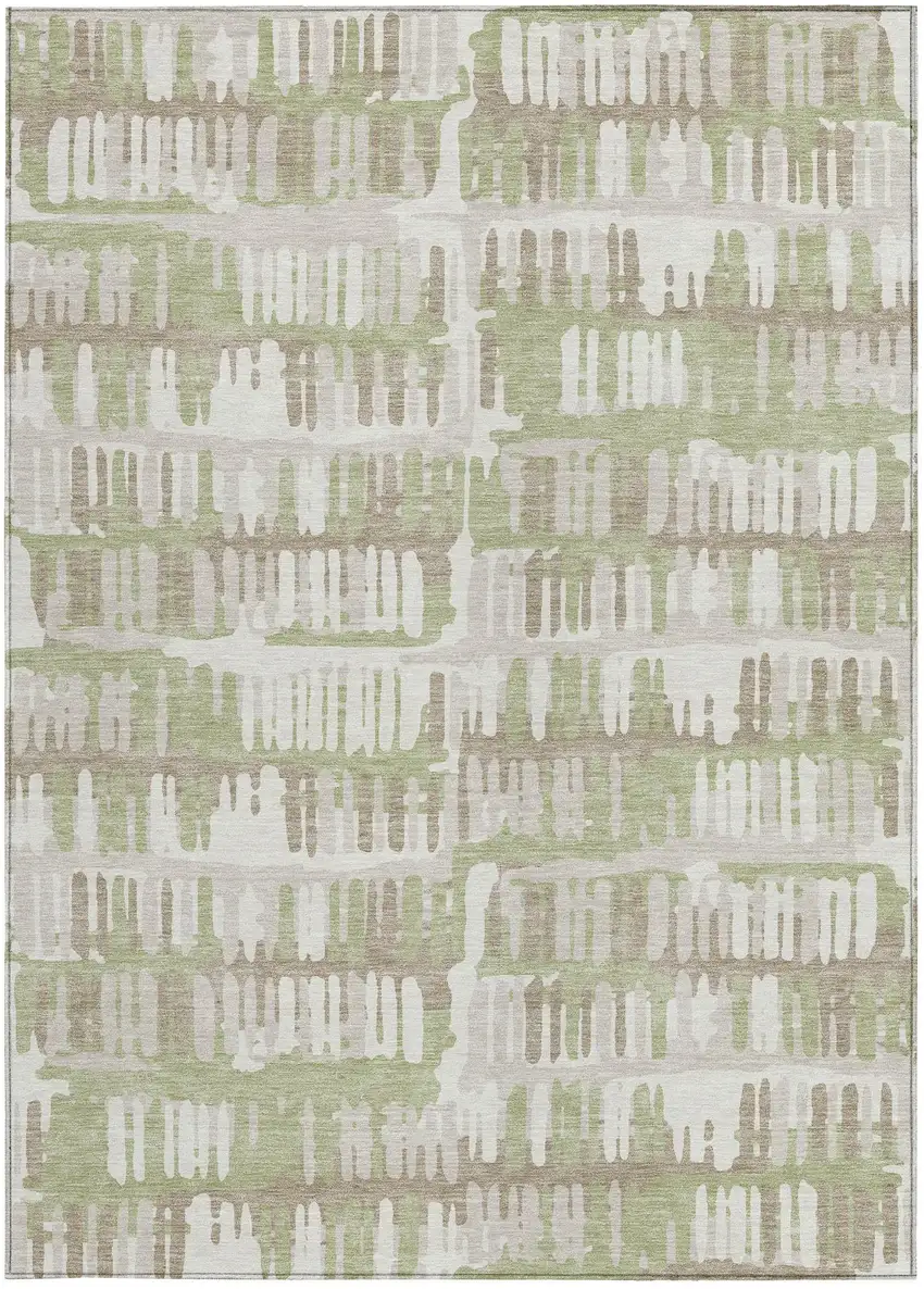 Green And Denim Blue Abstract Washable Indoor Outdoor Area Rug Photo 4