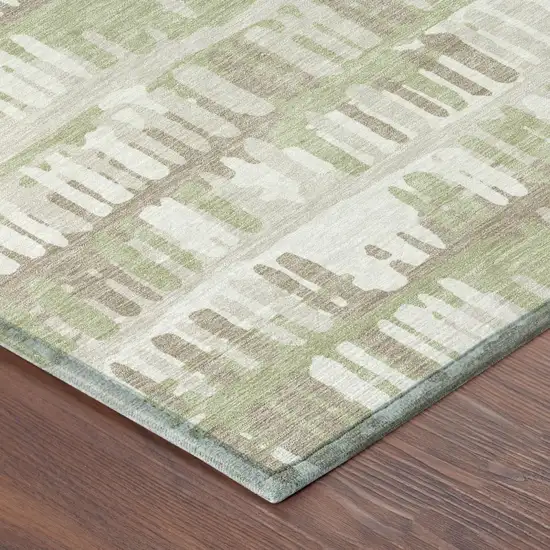 Green And Denim Blue Abstract Washable Indoor Outdoor Area Rug Photo 7