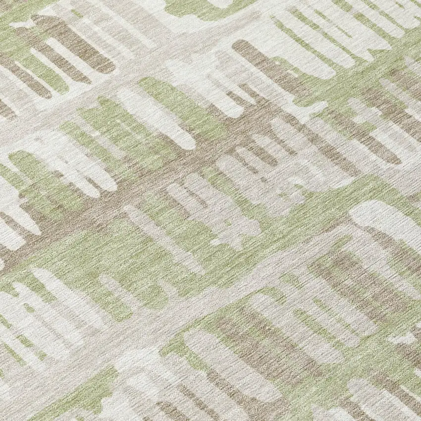 Green And Denim Blue Abstract Washable Indoor Outdoor Area Rug Photo 8