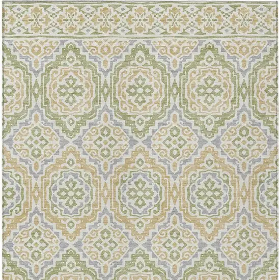 Green And Denim Blue Tribal Washable Indoor Outdoor Area Rug Photo 4