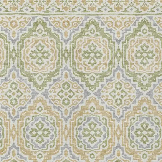 Green And Denim Blue Tribal Washable Indoor Outdoor Area Rug Photo 5