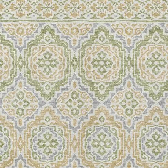 Green And Denim Blue Tribal Washable Indoor Outdoor Area Rug Photo 3