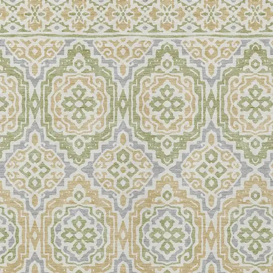 Green And Denim Blue Tribal Washable Indoor Outdoor Area Rug Photo 4