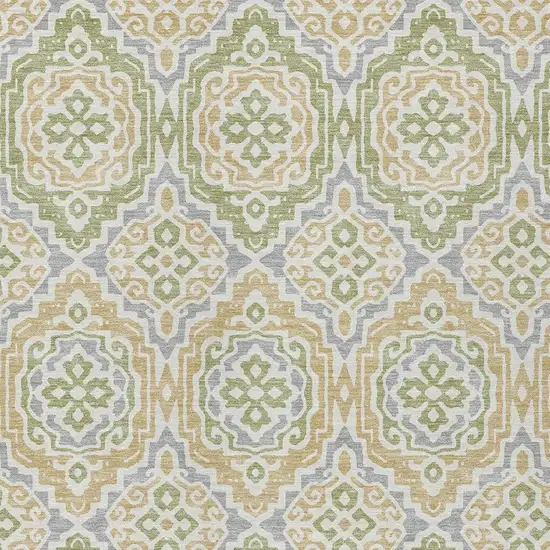 Green And Denim Blue Tribal Washable Indoor Outdoor Area Rug Photo 5
