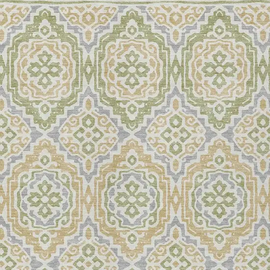 Green And Denim Blue Tribal Washable Indoor Outdoor Area Rug Photo 5