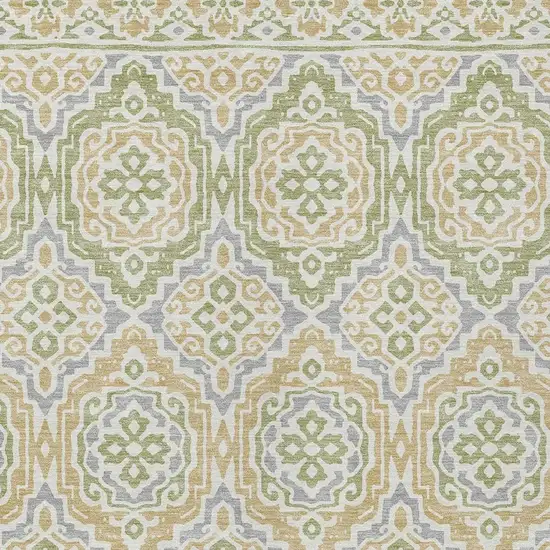 Green And Denim Blue Tribal Washable Indoor Outdoor Area Rug Photo 3