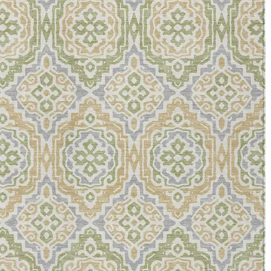 Green And Denim Blue Tribal Washable Indoor Outdoor Area Rug Photo 4