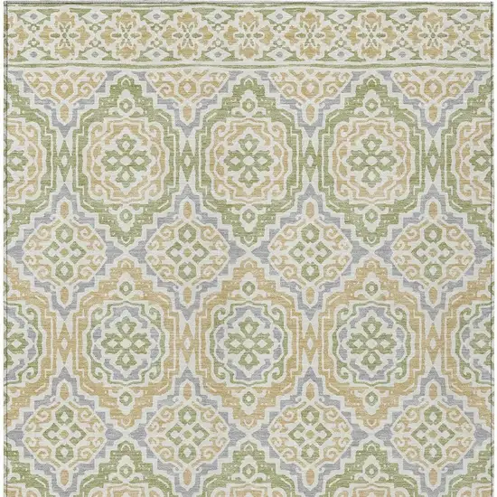 Green And Denim Blue Tribal Washable Indoor Outdoor Area Rug Photo 5