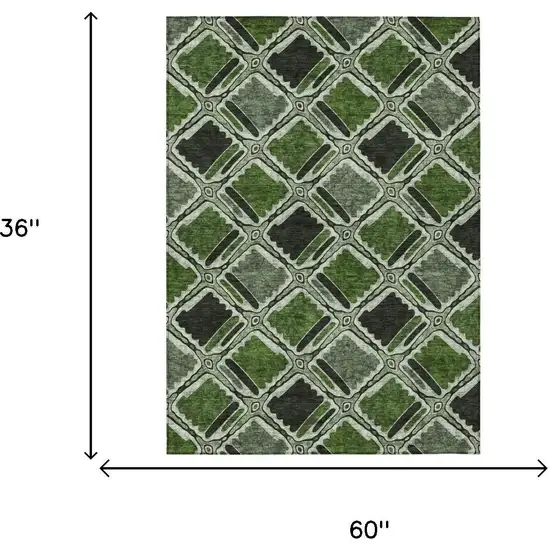 Green And Emerald Geometric Washable Indoor Outdoor Area Rug Photo 5