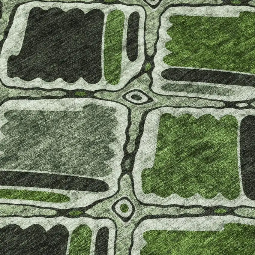 Green And Emerald Geometric Washable Indoor Outdoor Area Rug Photo 4