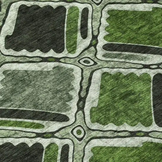 Green And Emerald Geometric Washable Indoor Outdoor Area Rug Photo 4