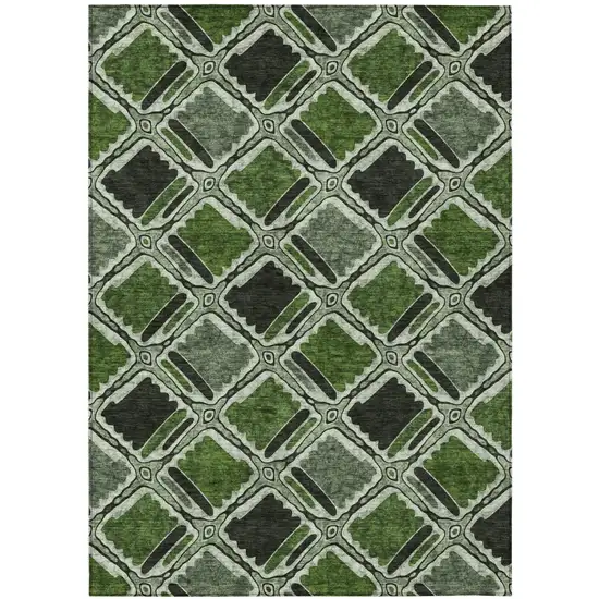 Green And Emerald Geometric Washable Indoor Outdoor Area Rug Photo 2