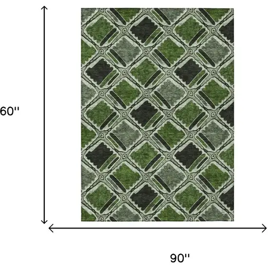 Green And Emerald Geometric Washable Indoor Outdoor Area Rug Photo 5