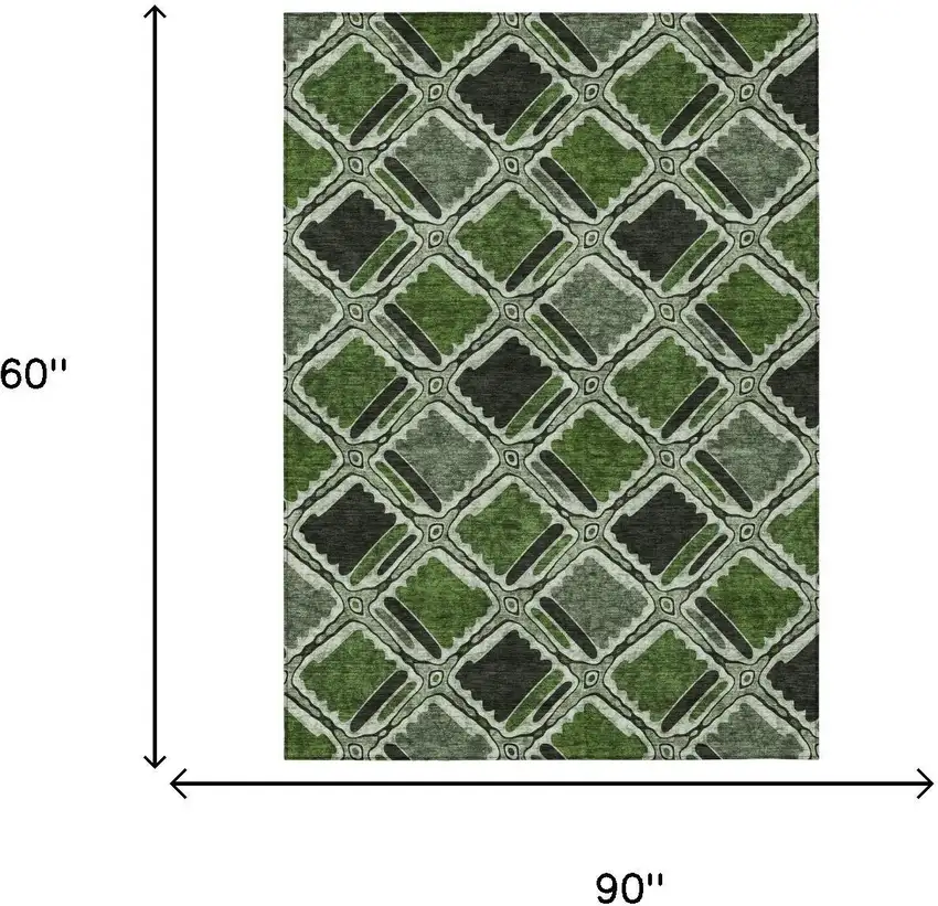 Green And Emerald Geometric Washable Indoor Outdoor Area Rug Photo 5