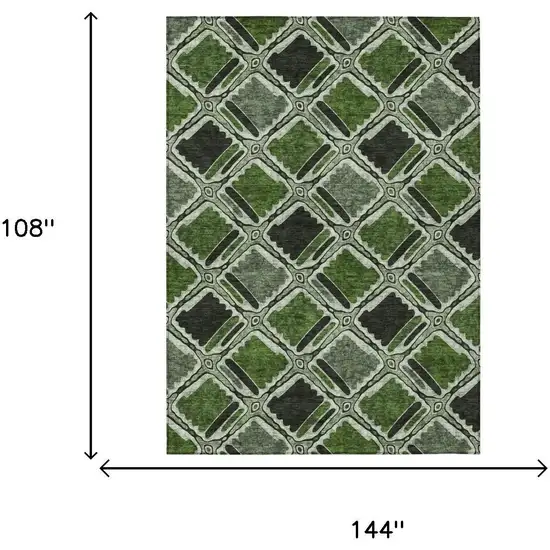 Green And Emerald Geometric Washable Indoor Outdoor Area Rug Photo 5