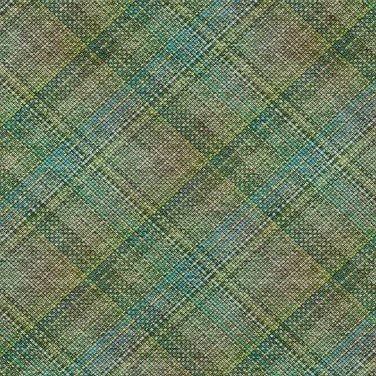 Green And Emerald Plaid Washable Indoor Outdoor Area Rug Photo 5
