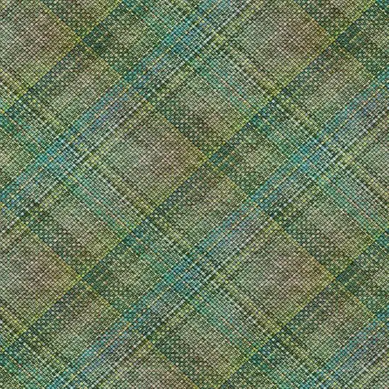 Green And Emerald Plaid Washable Indoor Outdoor Area Rug Photo 7