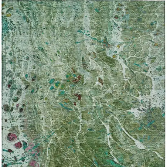 Green And Fern Green Abstract Washable Indoor Outdoor Area Rug Photo 4