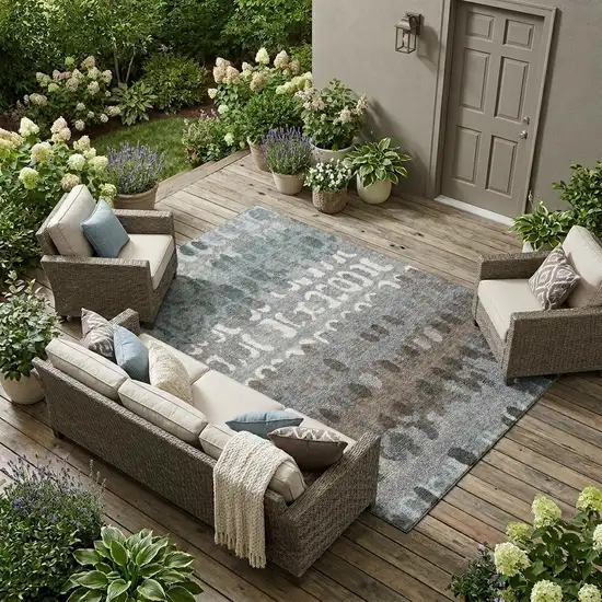 Green And Fern Green Geometric Washable Indoor Outdoor Area Rug Photo 1