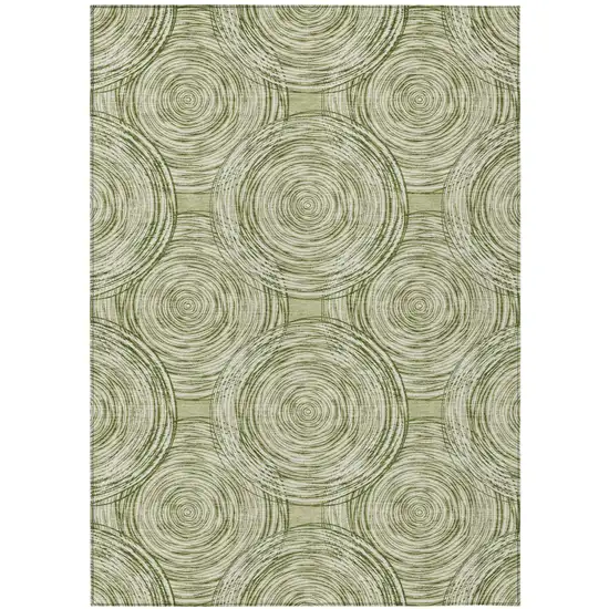Green And Fern Green Geometric Washable Indoor Outdoor Area Rug Photo 2