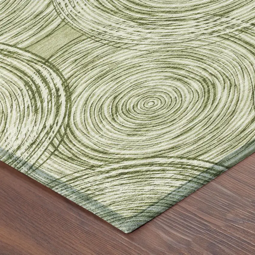 Green And Fern Green Geometric Washable Indoor Outdoor Area Rug Photo 5