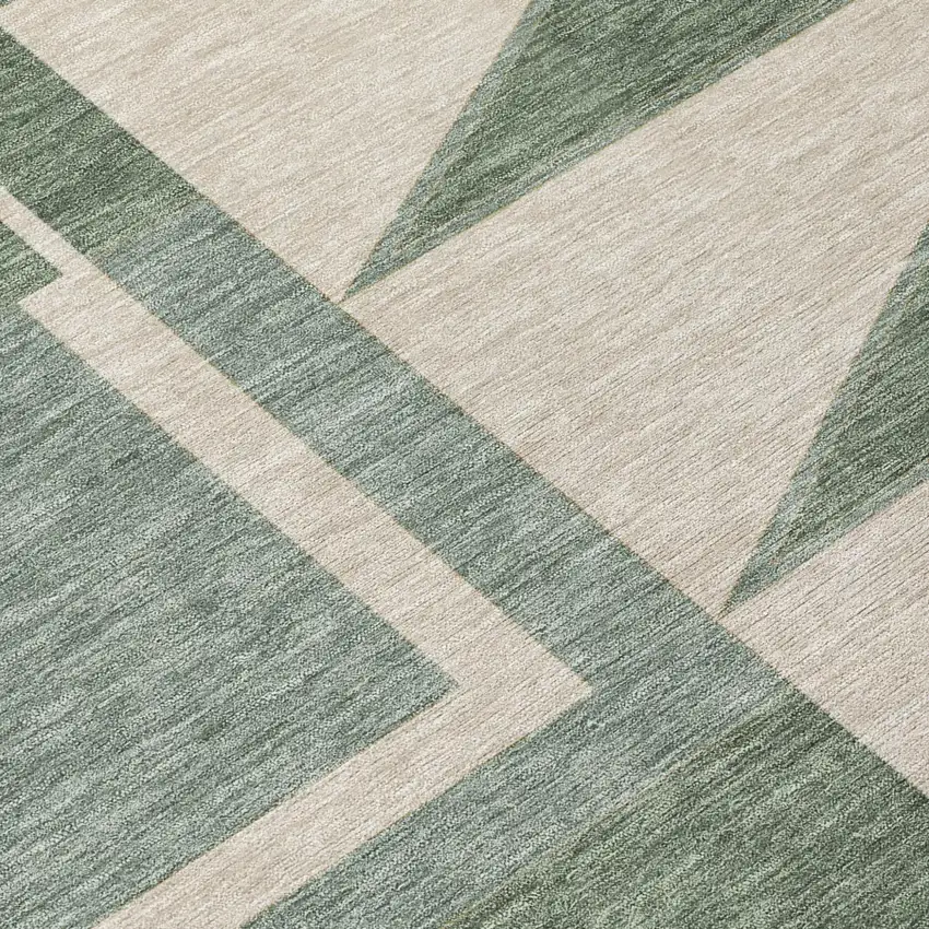 Green And Fern Green Geometric Washable Indoor Outdoor Area Rug Photo 5