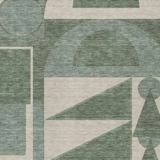 Green And Fern Green Geometric Washable Indoor Outdoor Area Rug Photo 2
