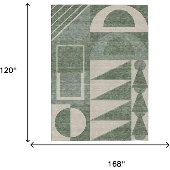 Green And Fern Green Geometric Washable Indoor Outdoor Area Rug Photo 6
