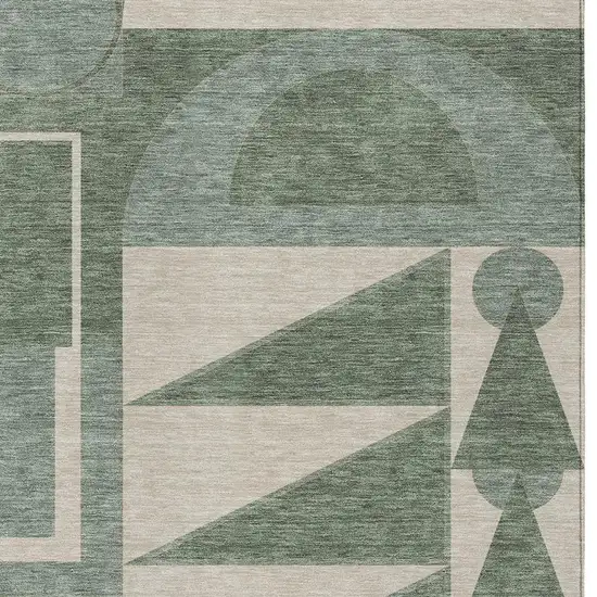 Green And Fern Green Geometric Washable Indoor Outdoor Area Rug Photo 2