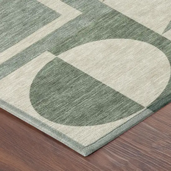 Green And Fern Green Geometric Washable Indoor Outdoor Area Rug Photo 4