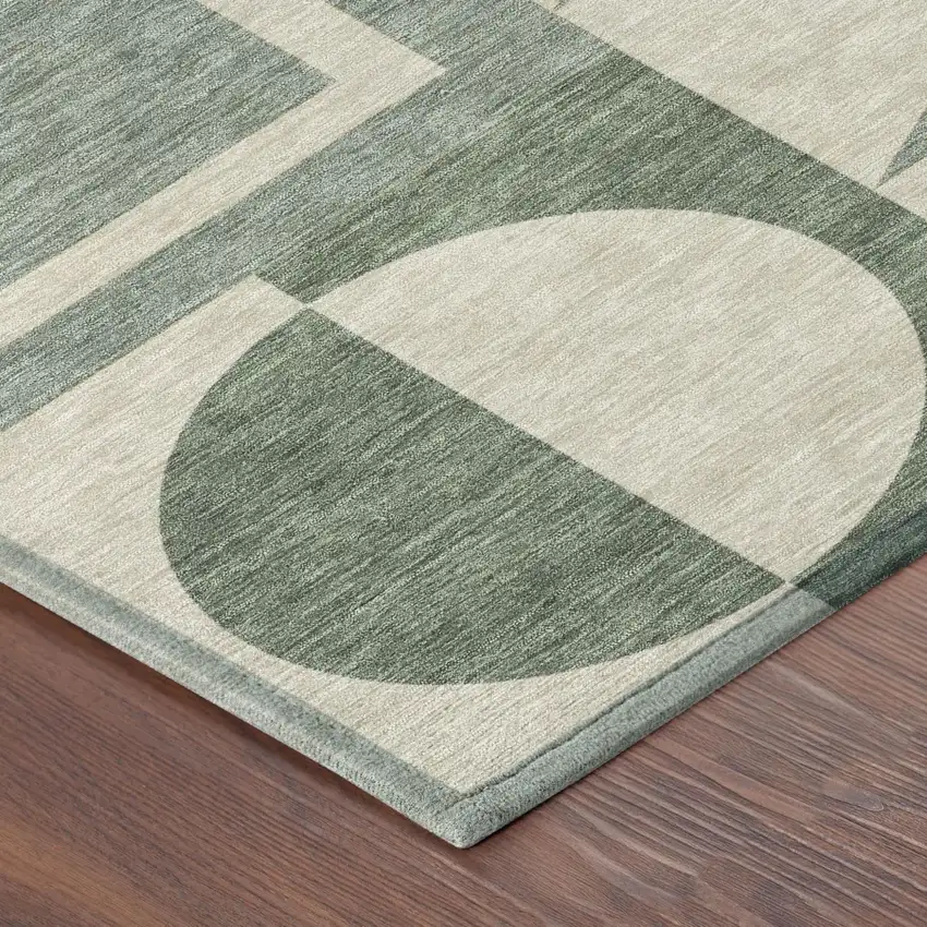 Green And Fern Green Geometric Washable Indoor Outdoor Area Rug Photo 4