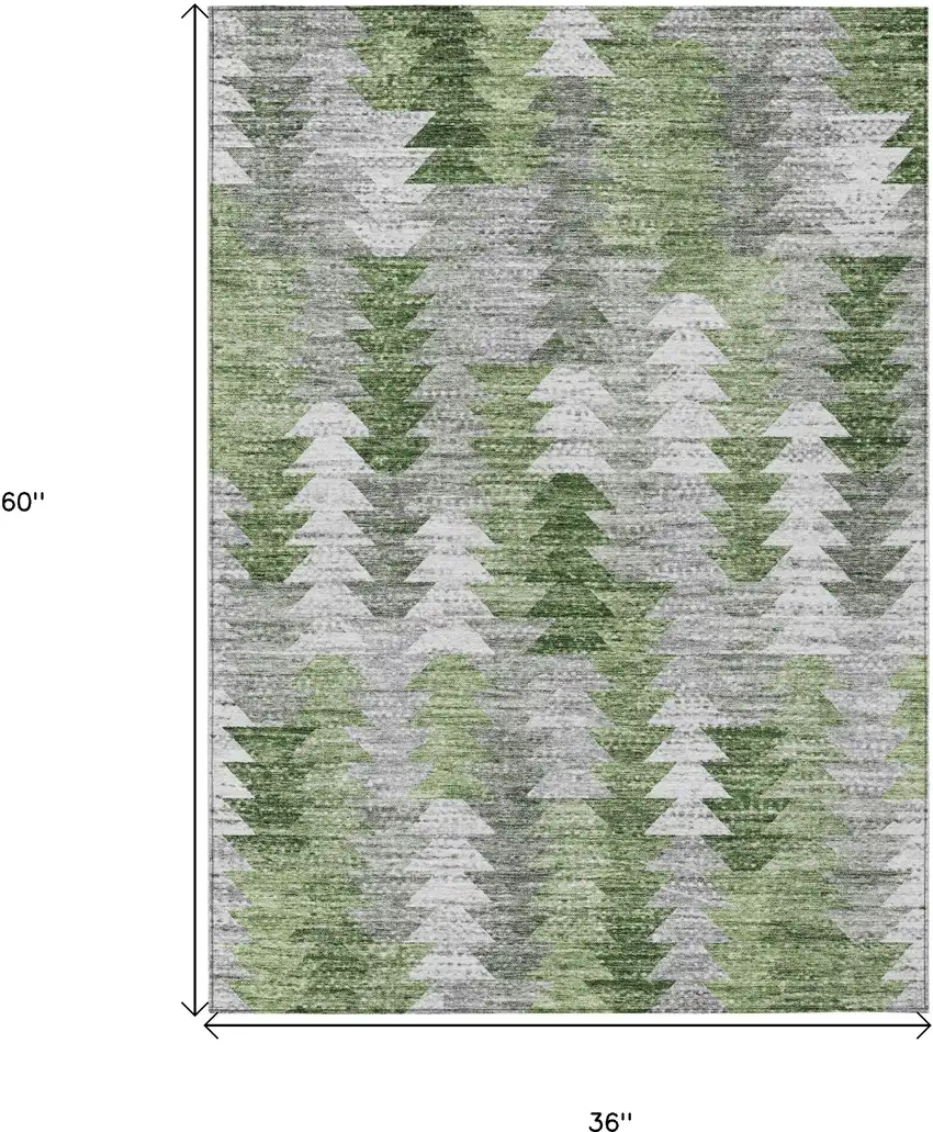 Green And Fern Green Geometric Washable Indoor Outdoor Area Rug Photo 3